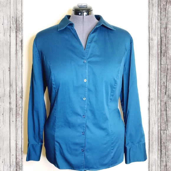 Lane Bryant Tops - PLUS Lane Bryant Teal Button Down Blouse